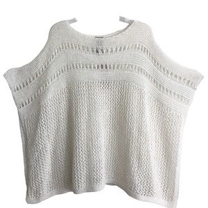 New Chico’s White Cotton Crochet Circle Detail Poncho S/M